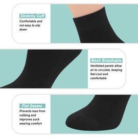 SERISIMPLE Women Thin Viscose Bamboo Above Ankle Sock Breathable Lightweight Classic Crew Casual Mesh Socks 5 Pairs (US, Alpha, Medium, Regular, Regular, Black)