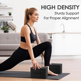 Vivva Yoga Foam Block Pack Anti-Slip Supportive High Density Durable Premium EVA Foam Brick for For Yoga, Pilates, Meditation (23.5x15x7.5cm, 200gx2) (Dark Grey)
