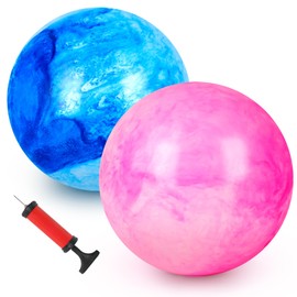 AMOR PRESENT 2PCS Bouncing Ball for Kids, 8.7inch Marbleized Bouncy Balls Rubber Inflatable Kick Ball Game Ball Bouncing Sensory Balls for Kids