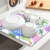 Dish Drying Mat Spring Hummingbird Flower Hydrangea for Kitchen Counter