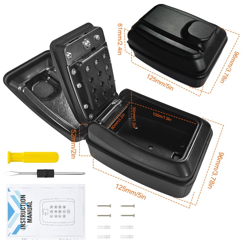 Kizaten Wall Mounted Key Safe, Key Lock Box with Resettable