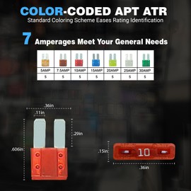 Micro2 (Dual Blade) / APT, ATR/Car Fuse Assortment Kit, 35 Pieces, M2 Automotive Blade Fuse, 7 Current Ratings - 5A/ 7.5A/ 10A/ 15A/ 20A/ 25A/ 30A.