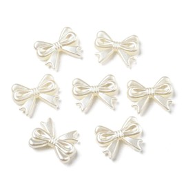 Ornazy 50Pcs White Imitation Pearl Aesthetic Spacer Beads Elegant Bow Tie Shaped Craft Decoration Cute ABS Plastic Bowknot Beads for Jewelry Making