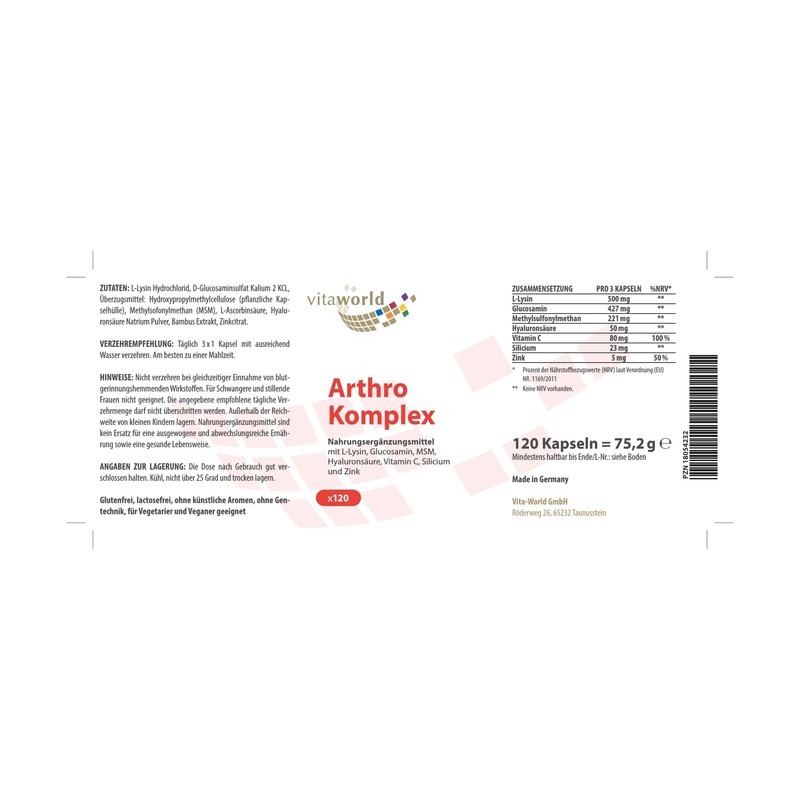 vitaworld Arthro Complex, The Vegan Joint Formula with Glucosamine, MSM,