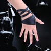 JISEN Women Half Palm Fingerless PU Leather Night Bar Band