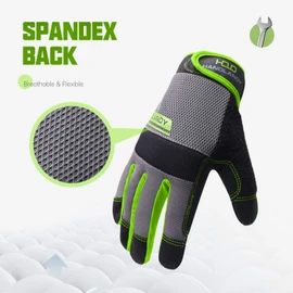 HANDLANDY Utility Work Gloves Mens & Women, Safety Mechanic Working Gloves Touch Screen, Flexible Breathable Yard Gloves (XL，Green)