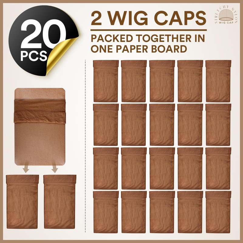 Teenitor Wig Caps, 20 Pack Stretchy Nylon Skin Tone Wig