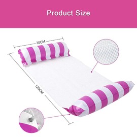 GUBOOM Inflatable Swimming Bed, Pool Hammock Water Hammock 4-in-1 Lounge Chair Pool Lounge Air Mattress Pool Floating Hammock Pool for Adults and Children (Pink)