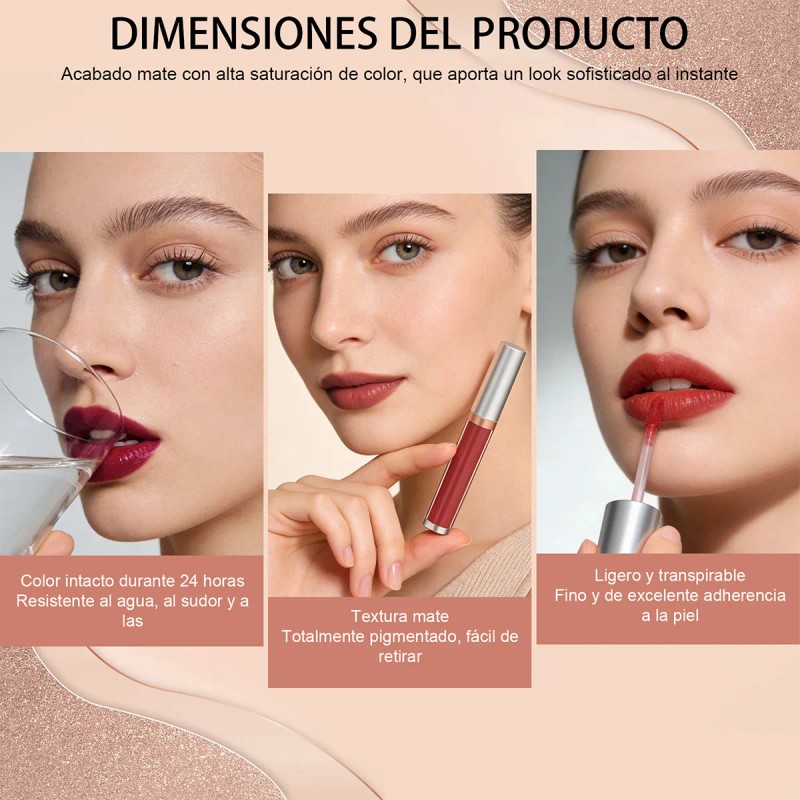 10 Pcs Brillos Labiales Mixed Impermeables Larga Duracion