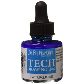 Dr. Ph. Martin's TECH Drawing (7W) Ink Bottle, 1.0 oz, Turquoise