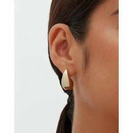 Pavoi 14K Gold Plated 925 Sterling Silver Post Teardrop Chunky Hoop Earrings
