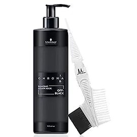 Chroma ID Bonding Color Mask Off Black 16.9oz and M Hair Designs Tint Brush/Comb (Bundle 2 items)