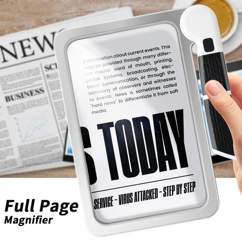 5X Reading Magnifying Glass with Light, Folding Handheld Page Magnifier