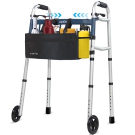 Agrish Narrow Walkers with Storage Bag - Width Height Adjustable Walker, Lightweight Folding Walkers for Seniors Handicapped & Disabled, Up to 350 lbs