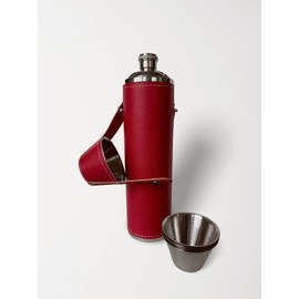 Birdie Bottle 12oz Flask with 4 Shot Glasses – Stainless Steel with Waterproof Leather Case, Leakproof, Reusable and Travel-ready