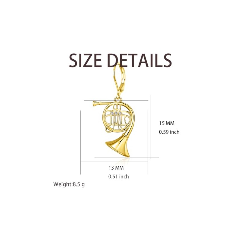 TALYKONG Gold Plated French Horn Earrings for Women Dangle