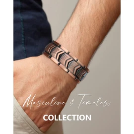 Feraco Copper Bracelet for Men 3X Strength,Magnetic Therapy Bracelet Copper Jewelry with Powerful 3800 Gauss Magnets,Premium Fold-Over Clasp(Upgrade)