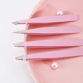 Tweezers, Tweezer Tweezer Sets For Women with Waterproof Plastic Case Stainless Steel Pink Eyebrow Tweezers Set For Makeup Tool
