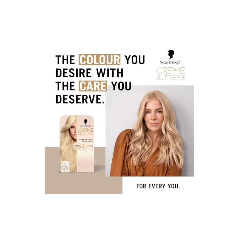 Schwarzkopf Creme Supreme 10-0 Natural Extra Light Blonde, Permanent Hair