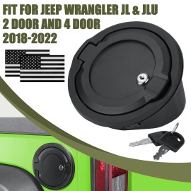 RITESS Fuel Filler Door Locking Gas Tank Cap Cover for 2018-2022 Jeep Wrangler JL
