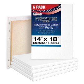 U.S. Art Supply 14 x 18 inch Stretched Canvas for Painting, 12oz Triple Primed, 6-Pack - Professional Artist Quality White Blank 3/4" Profile, 100% Cotton, Heavy-Weight Gesso - Acrylic Pouring, Oil