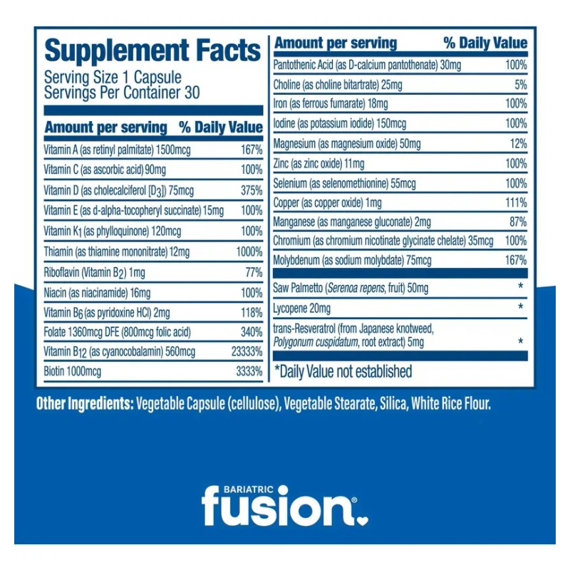 Bariatric Fusion Mens Multivitamin Capsules One Per Day 30 Caps