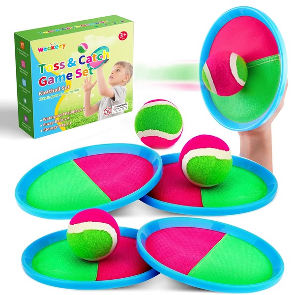 Weokeey Velcro Ball Game for Children, Velcro Ball Set with
