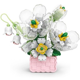 Mini Flower Bouquet Building Set - Creative DIY Tiny Plants & Succulent Toys for Kids Ages 6+, Adults, Girls & Boys | Home Desk Decor, Birthday Gift, STEM Learning (Mountain Lotus)
