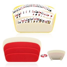 ORNAROVI Card Holders for Playing Cards, 2 PCS, 3 Layers Design, Adults, Red, Yellow