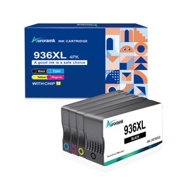 936XL Ink Cartridges with Chip Replacement for HP 936e 936XL Ink cartridges Combo Pack for HP OfficeJet Pro 9110b 9120b 9130b OfficeJet Pro Wide Format 9720 9730 Printer (‎Black Cyan Magenta Yellow)