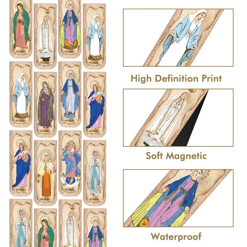Virgin Mary Christian Bookmarks: 30 Pcs Magnetic Religious Bookmarks, Our