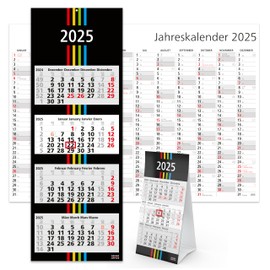 Office Calendar 2025 Set of 3 4-Month Calendar 2025 Wall Calendar + 3-Month Desk Calendar 2025 + Year Calendar 2024