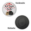 Cute Cat Magnet Round with Saying Ich Liebe Dich Romantic