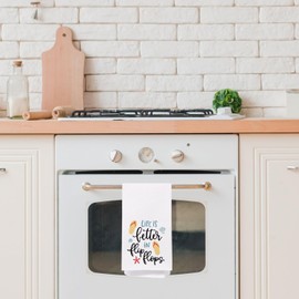 SPBL&L Summer Beach Kitchen Towels, Trendy Coastal Flip Flops Dish Tea Towels for Kitchen Decor, Coastal Beach Nautical Hand Towels for Bathroom, Summer Beachy Bathroom Decor, 16x24 Inch