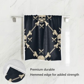 Black Pirate Skulls Hand Towel Soft Towels for Bathroom, Hotel, Gym, Spa 30"x15"