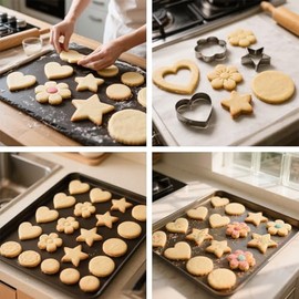 Juego de cortadores de galletas de acero inoxidable 12 piezas - formas de corazn, flor, redonda, cinco estrellas - tamao pequeo a mini, moldes de...  