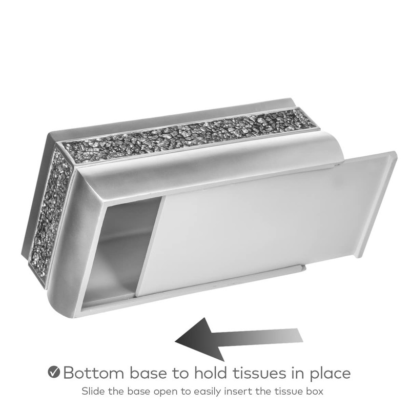 Creative Scents Silver Tissue Box Cover Rectangular - Decorative Bling