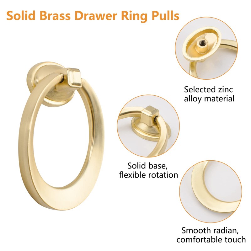 MOROBOR Round Pull Swing Ring, 6pcs Cabinet Drawer Ring Handles