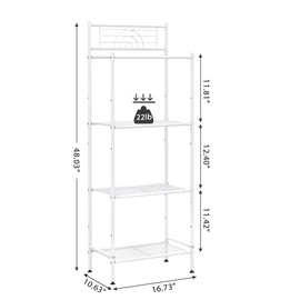 MallBoo Bathroom Stand, 4-Tier Bathroom Stand with Adjustable Shelves, Bathroom Rack Organizer for Laundry Kitchen (White)