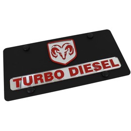 Eurosport Daytona - Compatible with Dodge Ram Turbo Diesel License Plate on Black Steel