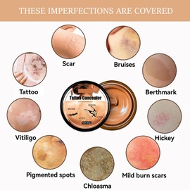 Tattoo Cover Up, Invisible Waterproof Concealer,Long Lasting Professional Skin Makeup Concealer Kit for Body Leg Tattoo, Scars, Dark Spots,Birthmarks,Gift for Men and Women