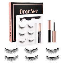 Pestañas Postizas Magnésicas, Kit de 3 Pares Pestañas Postizas, Pestañas 3D con Delineador Magnético y Pinza, Kit de Extensión de Pestañas Reusables y Impermeables, No Necesita Pegamento - Denso