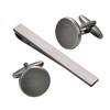 Asienice Black Brushed Tie Clip Western Cufflinks for Men set