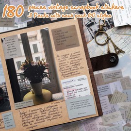 Mity rain 180pcs Scrapbook Stickers, Quote Stickers for Journaling of 60 Different Quotes, Famous Words Scrapbook Stickers for Junk Journal Supplies, Vintage Stickers for Planner Enthusiasts