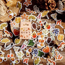 Small Size Fall Scrapbooking Laptop Stickers, 46pcs Doraking Boxed DIY Decoration Autumn Leaves Stickers for Laptop, Planners, Scrapbook, Suitcase, Diary, Notebooks, Album(Falling Leaves, 46pcs/ Box)