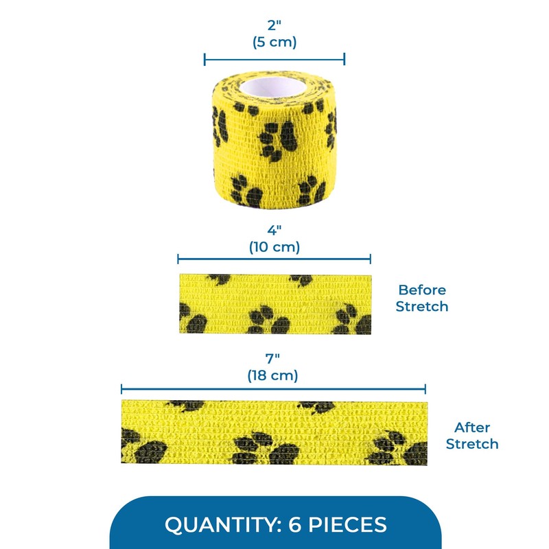 SunGrow Cat Self-Adhesive Bandage, Wound Care, Cuts, Post-Surgery, Hot Spots,