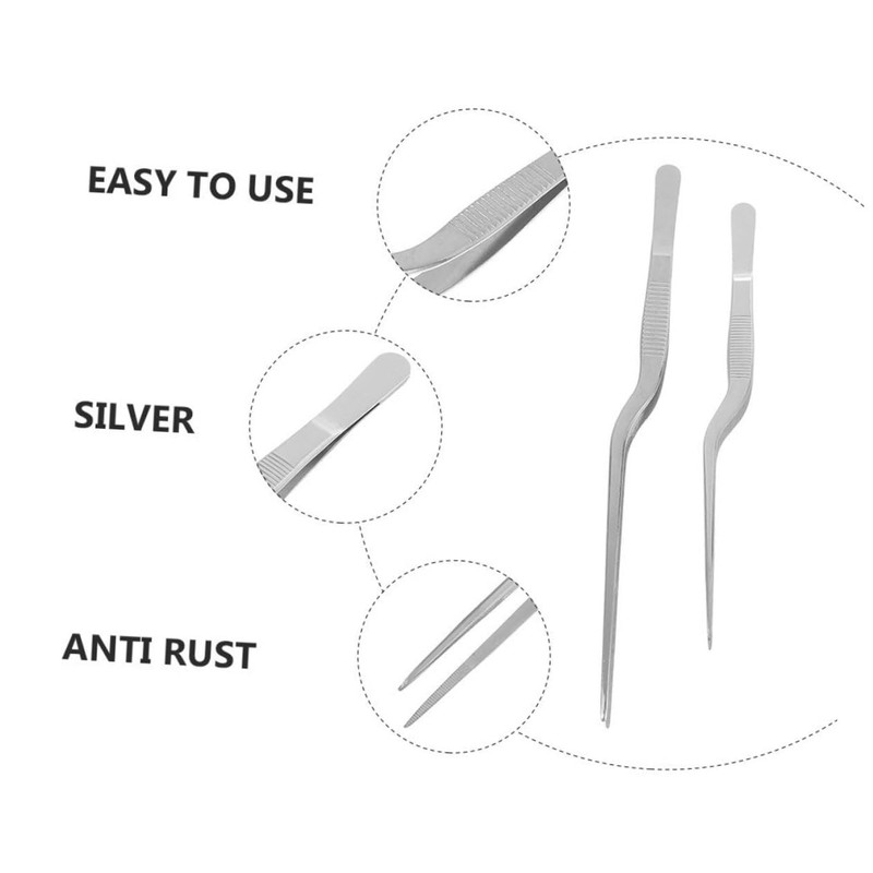 SHOWERORO 2pcs Ergonomic Precision Clamp Tweezers for Cooking Fish Bone