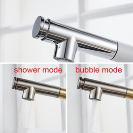 BVAKEIDZE Kitchen Sink Faucets with Pullout Sprayer,360° Rotatable Sink Faucet,2 Types of Water Outlet Modes,Single Hole Hot and Cold Water Pull Down Kitchen Faucet,Black