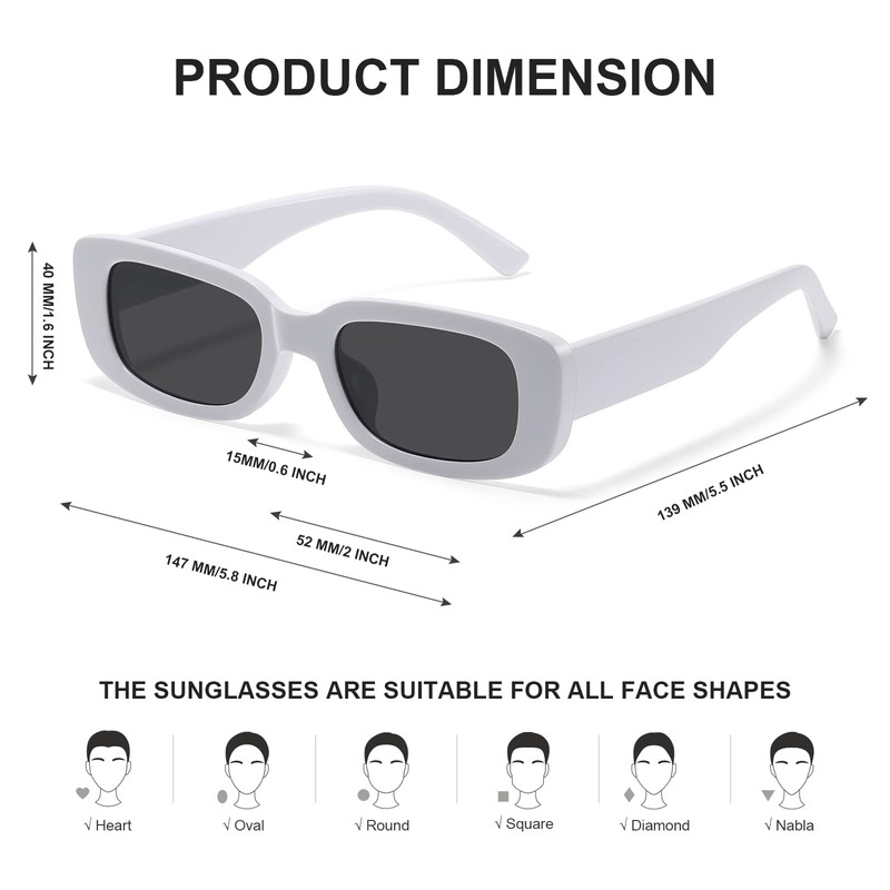 JASPIN Rectangle Sunglasses for Women Men Trendy Y2k Retro 90s