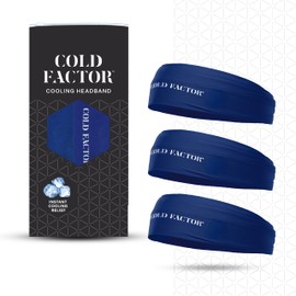 COLD FACTOR Instant Cooling Headband 3 Pack | Advanced Evaporative Comfort for Sports & Outdoor | UPF 50+ Protection | Long-Lasting Coolness | Ideal for Fitness, Hiking, Yoga, & Running (Navy Blue)